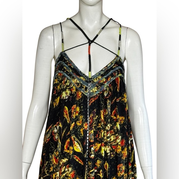 Free People Bohemian Garden Party Cotton Blend Knit Dress In Black Combo S L G#3 - Picture 12 of 16